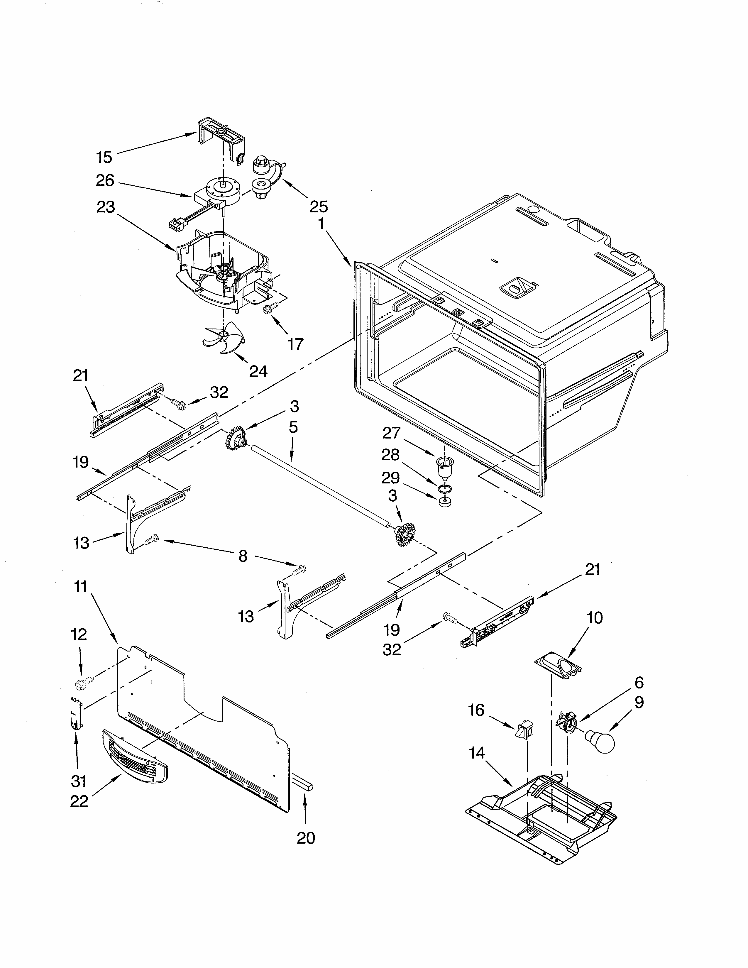 Freezer Liner Diagram and Parts List for 59679243014  Kenmore Refrigerator