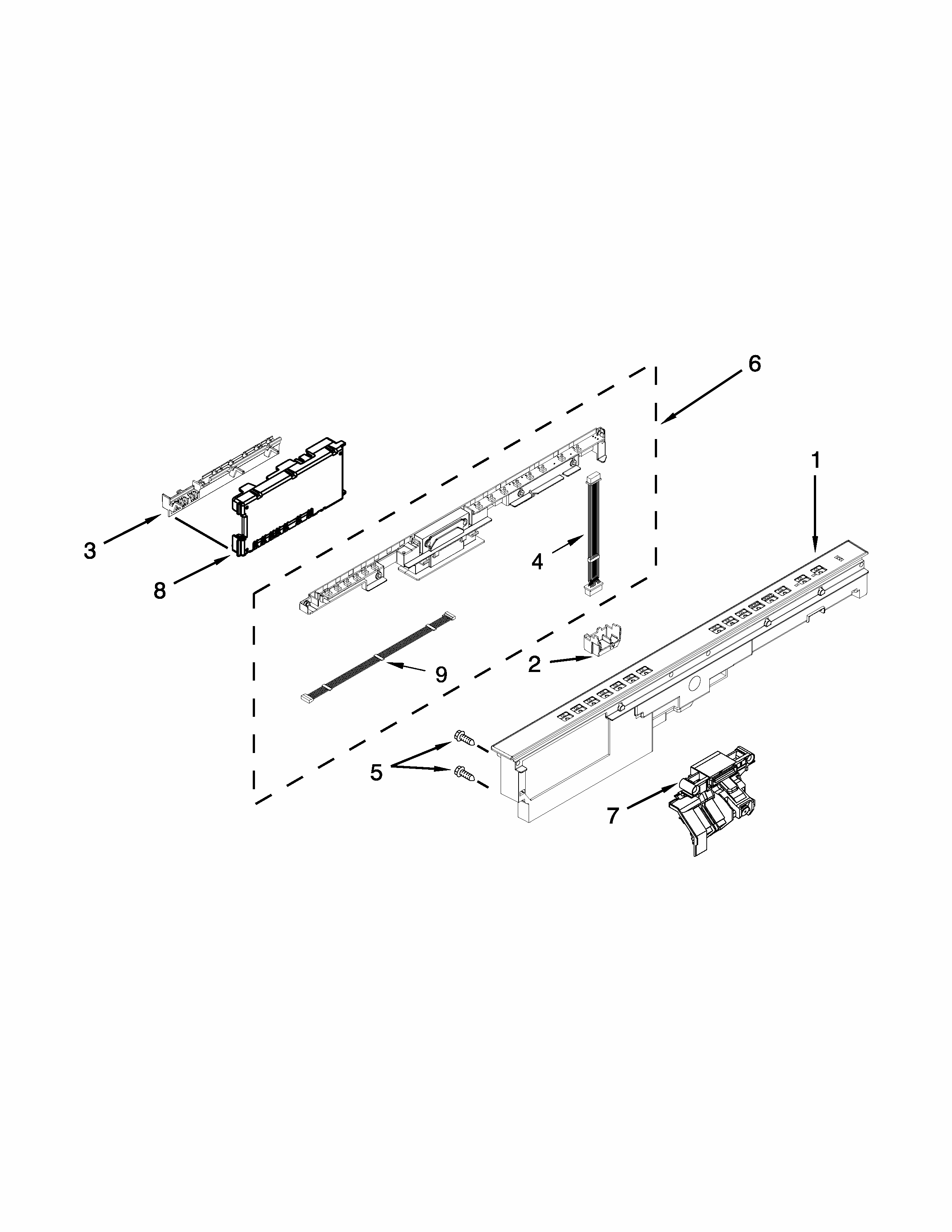 Control Panel And Latch Parts Diagram and Parts List for 66513272K118  Kenmore Dishwasher