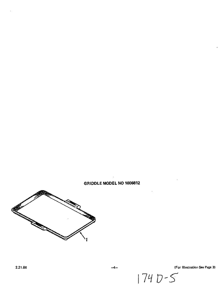 Griddle Diagram and Parts List for 1276*0A  Roper Range