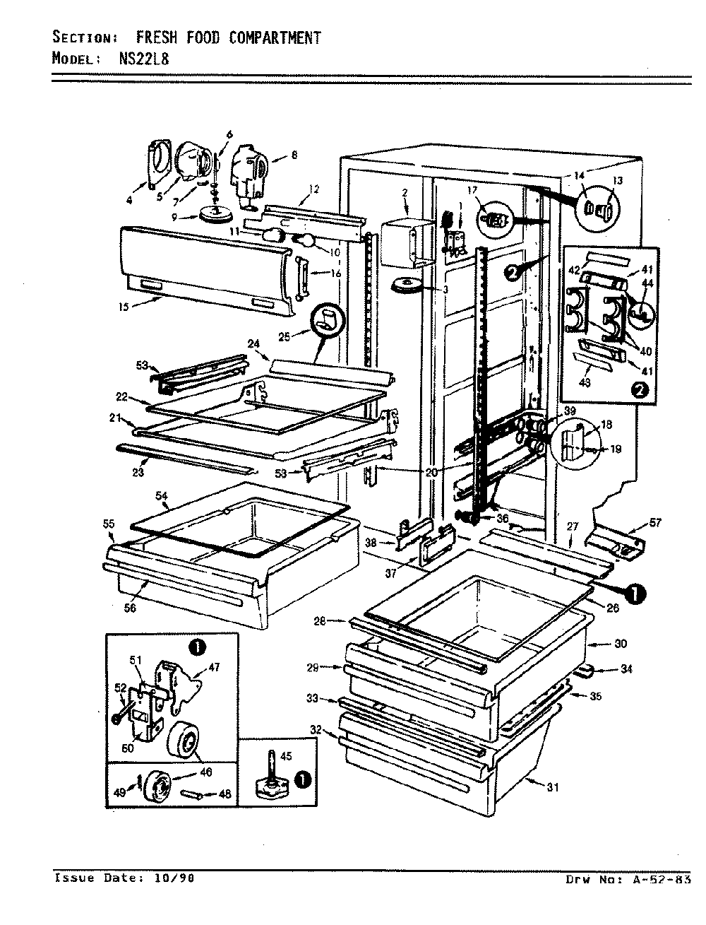 03 - Fresh Food Compartment Diagram and Parts List for NS22L8A  Whirlpool Refrigerator