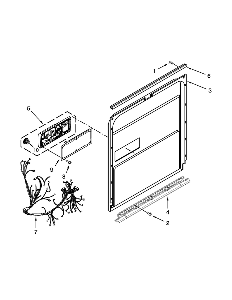 Inner Door Parts Diagram and Parts List for KUDL15FXSS7  KitchenAid Dishwasher