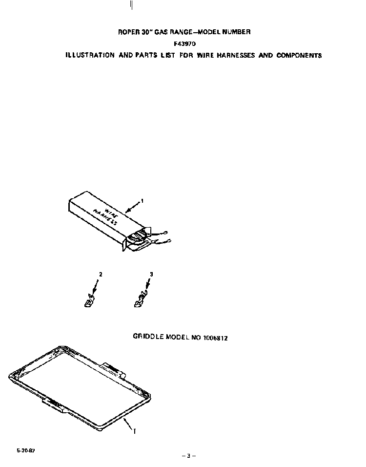 Wire Harnesses Diagram and Parts List for F4397*0  Roper Range