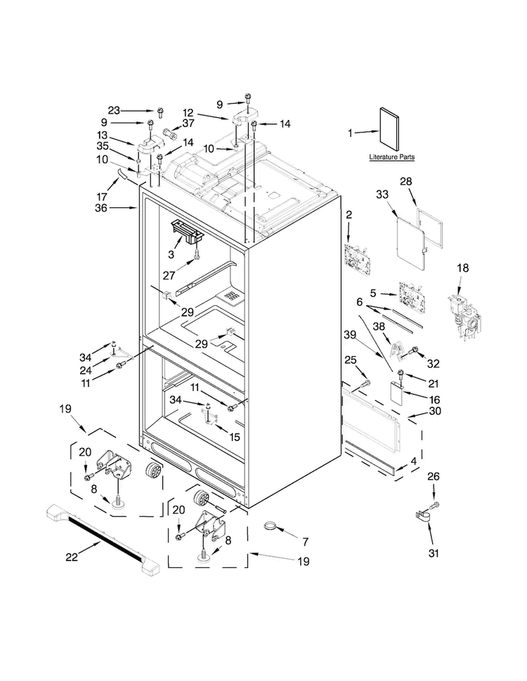 Cabinet Parts Diagram and Parts List for WRF736SDAB12  Whirlpool Refrigerator