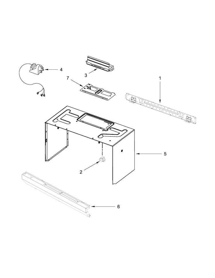 Cabinet And Installation Parts Diagram and Parts List for WMH31017FS0  Whirlpool Microwave