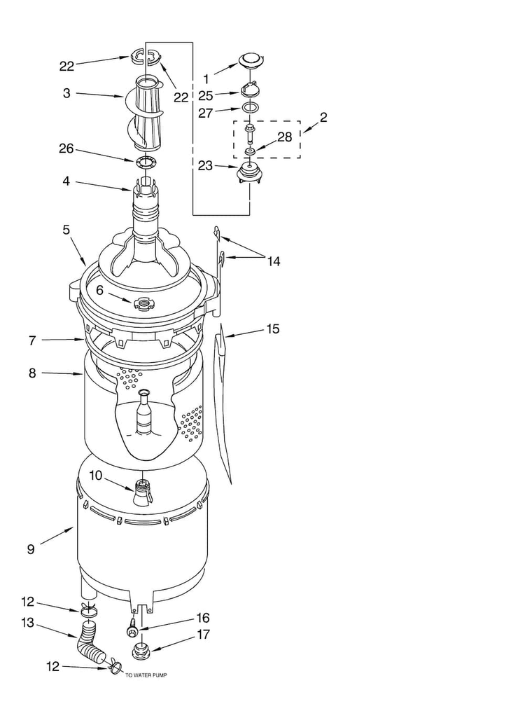 Tub And Basket Parts Diagram and Parts List for 11080754003  Kenmore Washer Dryer Combo