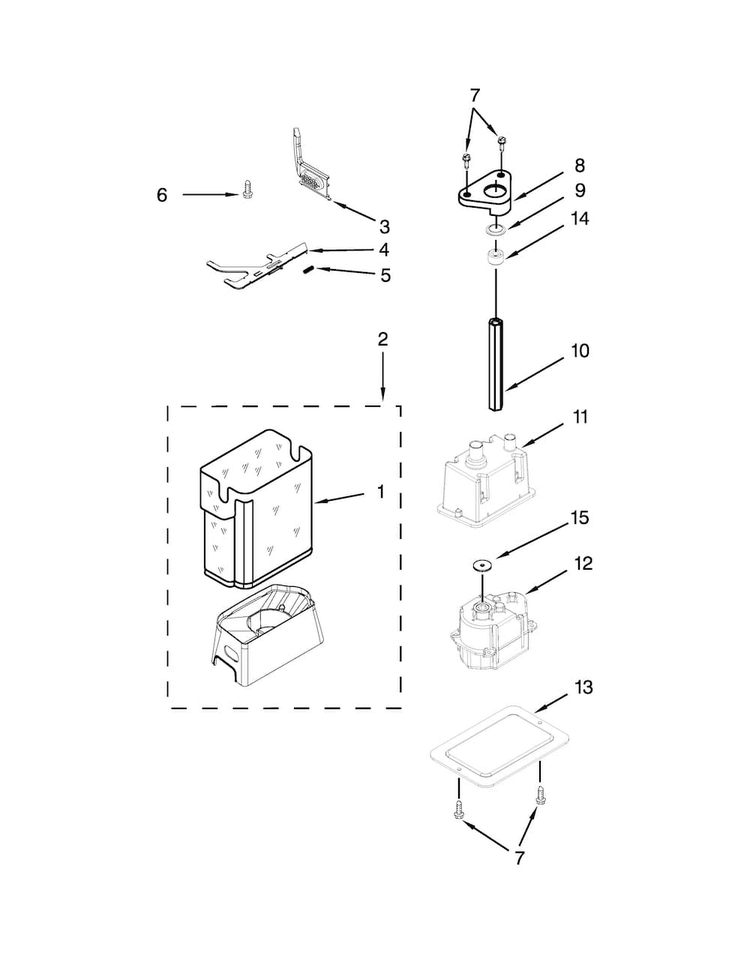 Motor And Ice Container Parts Diagram and Parts List for KBSD618ESS00  KitchenAid Refrigerator