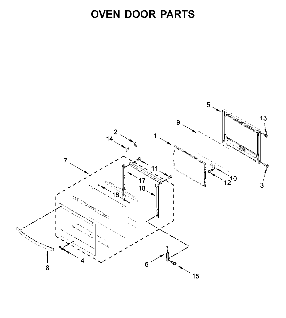 Oven door parts Diagram and Parts List for WOS72EC0HV02  Whirlpool Wall Oven