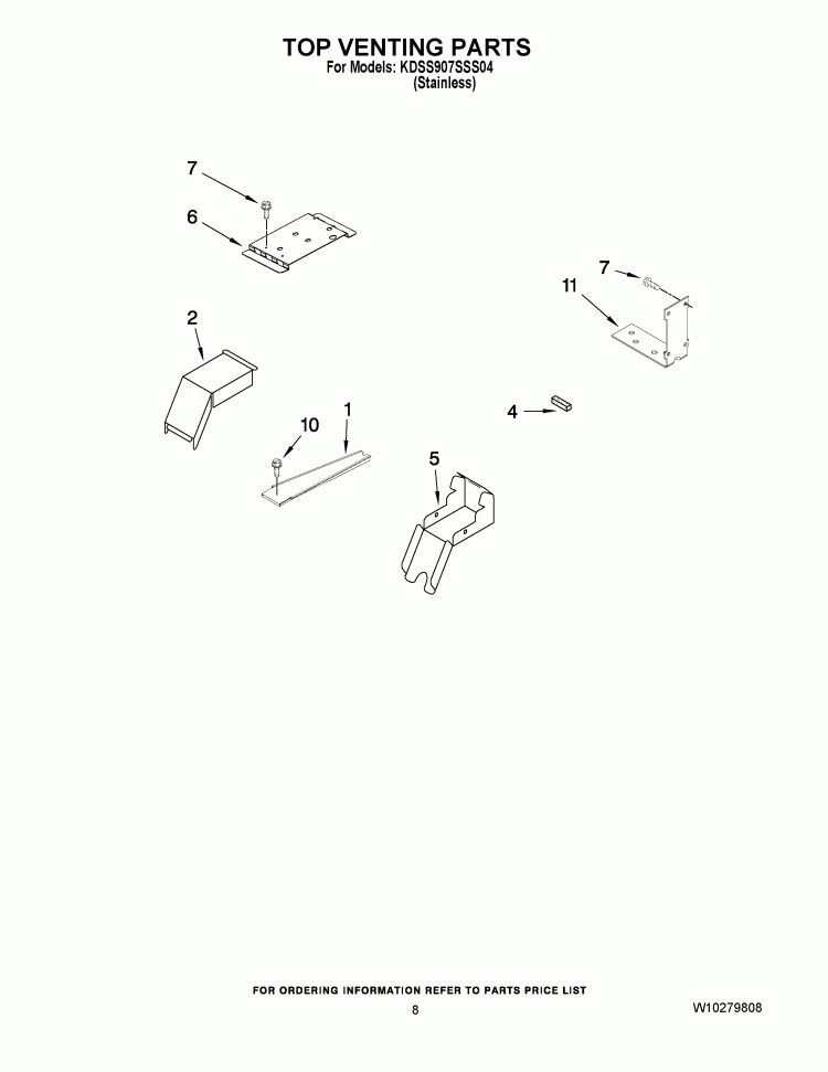 TOP VENTING PARTS Diagram and Parts List for KDSS907SSS04  KitchenAid Range