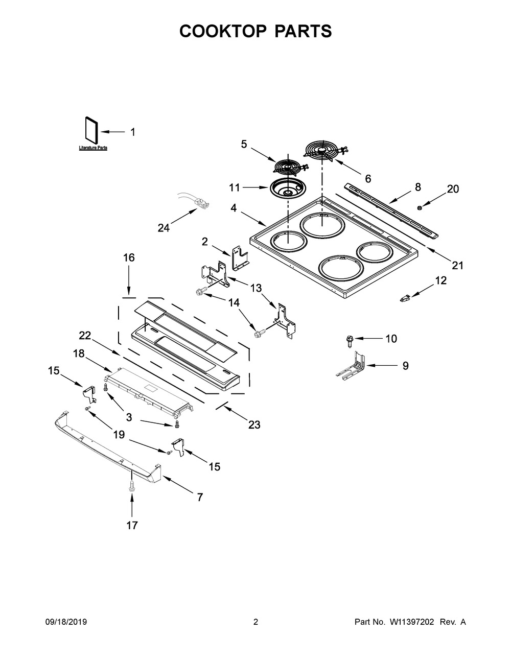 Cooktop Parts Diagram and Parts List for WEC310SAGB3  Whirlpool Range