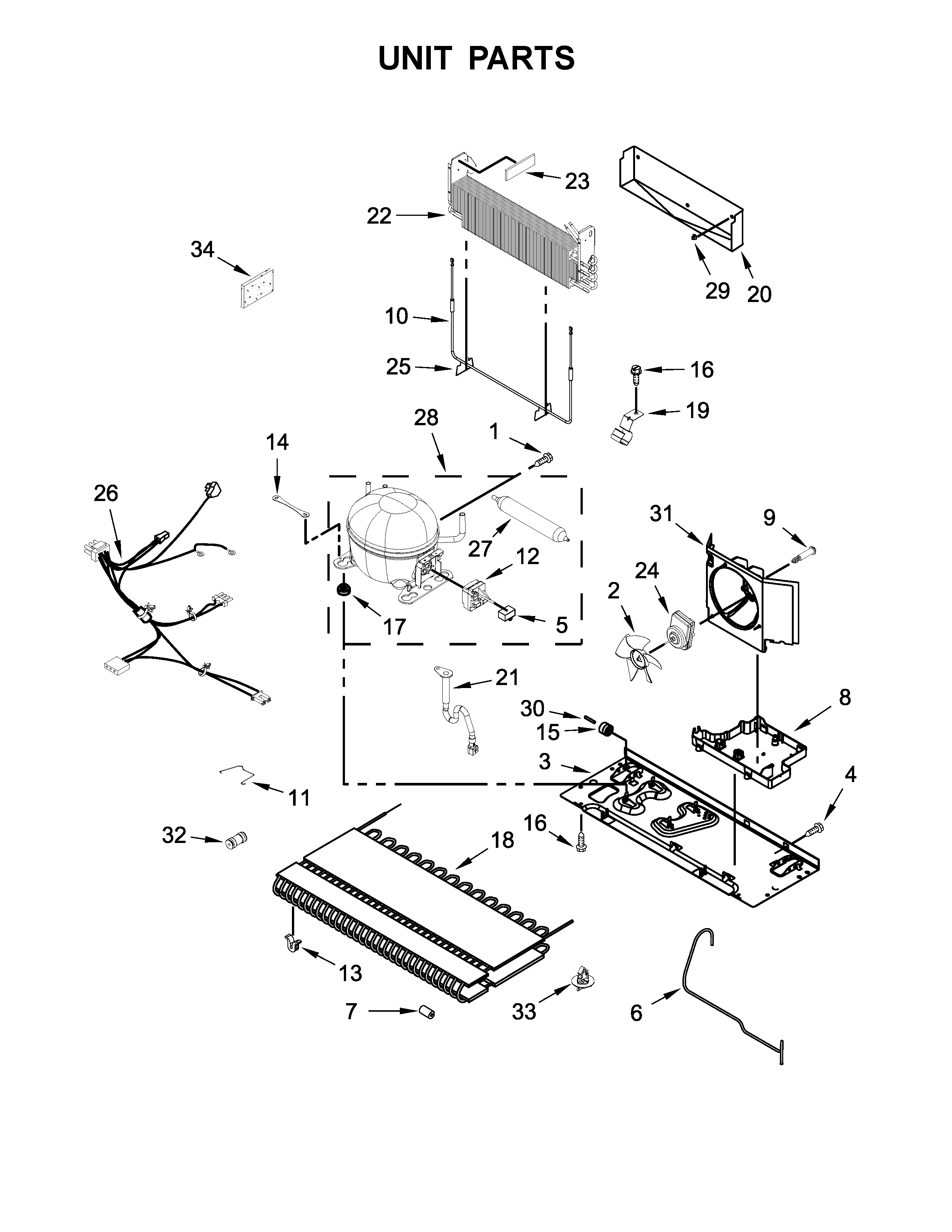 Unit Parts Diagram and Parts List for IX7DDEXGZ000  Whirlpool Refrigerator