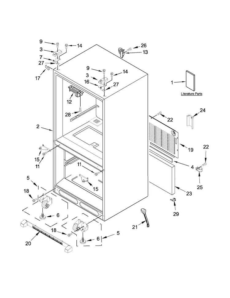 Cabinet Parts Diagram and Parts List for GX2FHDXVQ07  Whirlpool Refrigerator