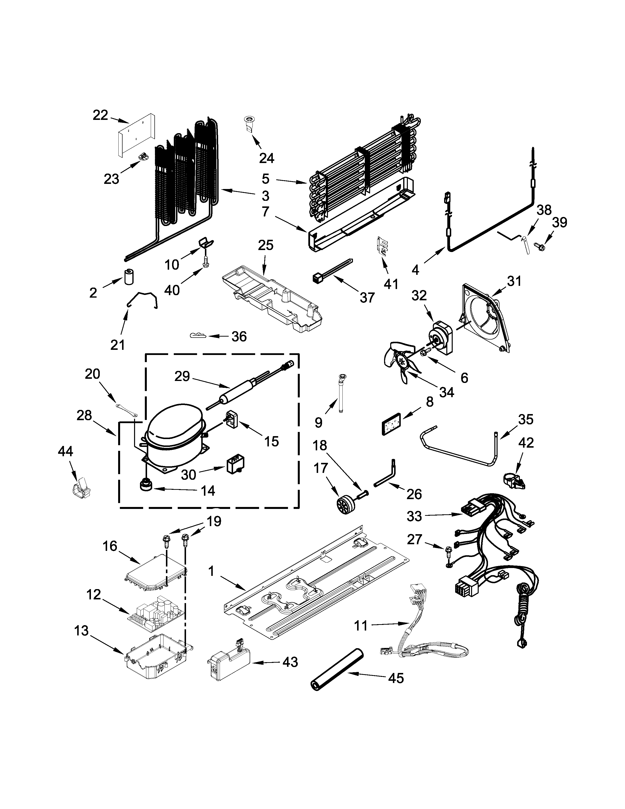 Unit Parts Diagram and Parts List for IX5BBEXDS00  Whirlpool Refrigerator