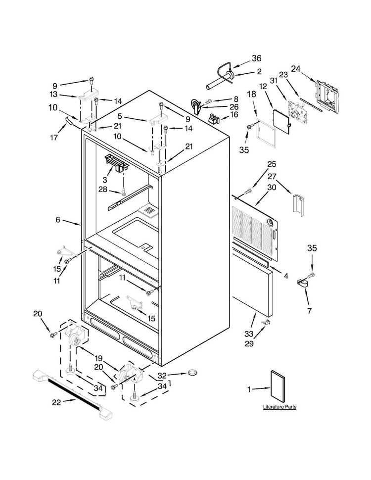 Cabinet Parts Diagram and Parts List for KRFF302EBL00  KitchenAid Refrigerator