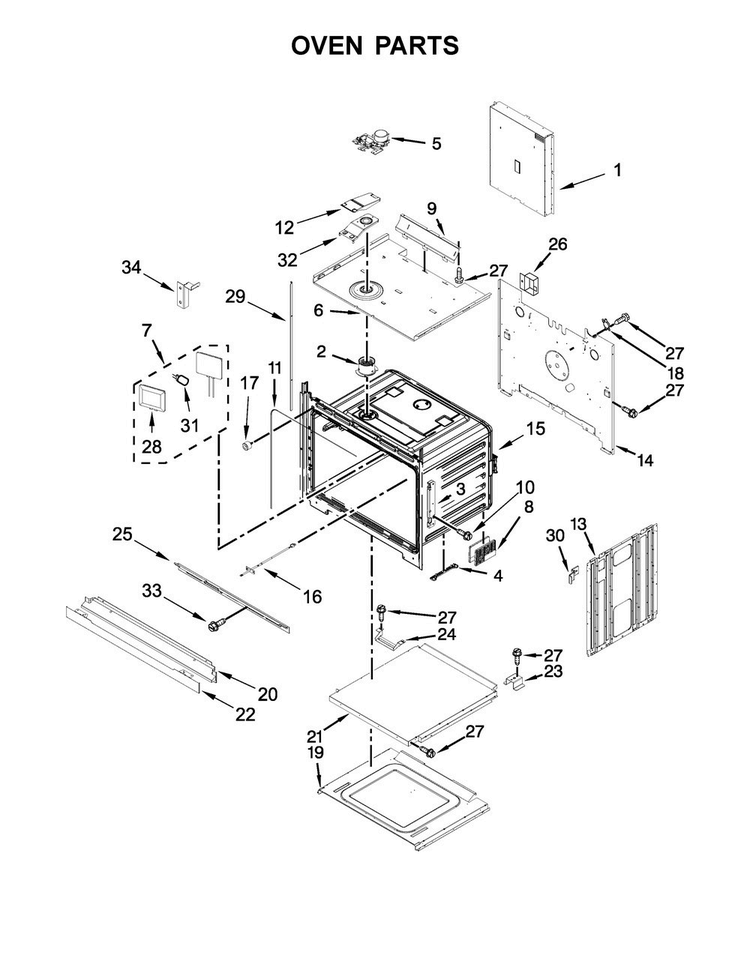 Oven Parts Diagram and Parts List for WOS97ES0ES02  Whirlpool Wall Oven