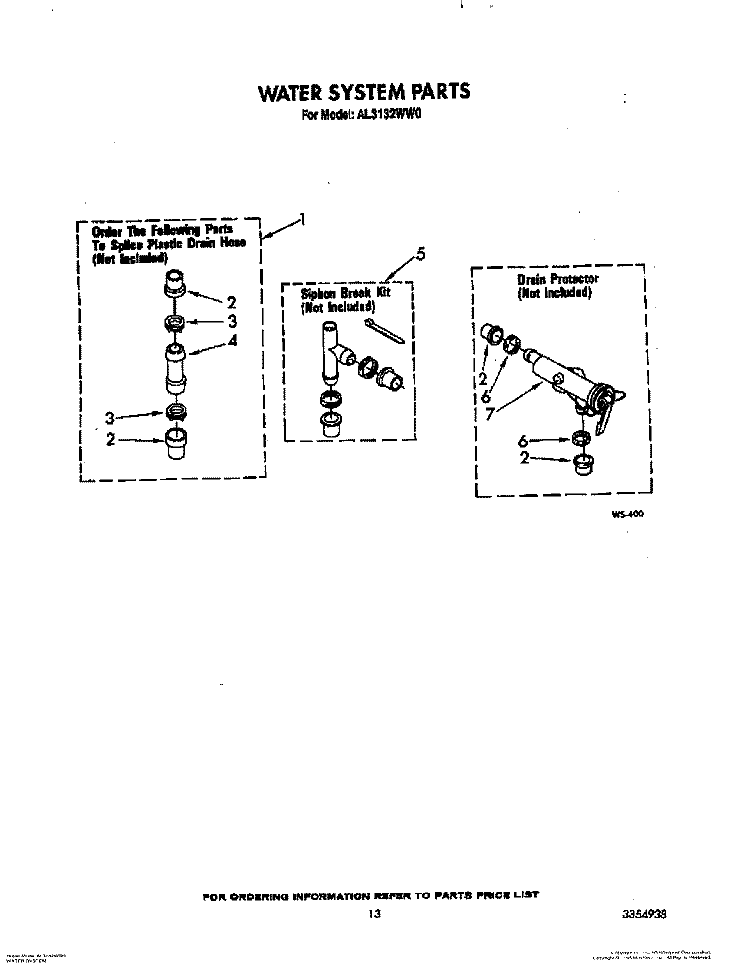 WATER SYSTEM Diagram and Parts List for AL3132WL0  Whirlpool Washer