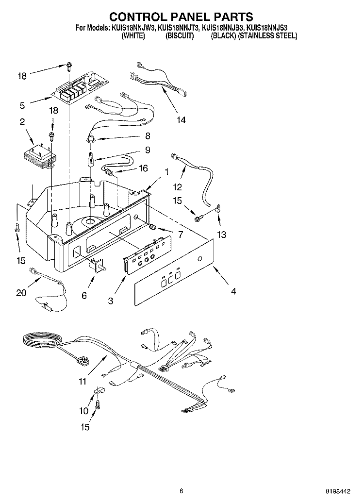 CONTROL PANEL PARTS Diagram and Parts List for KUIS18NNJB3  KitchenAid Ice Maker