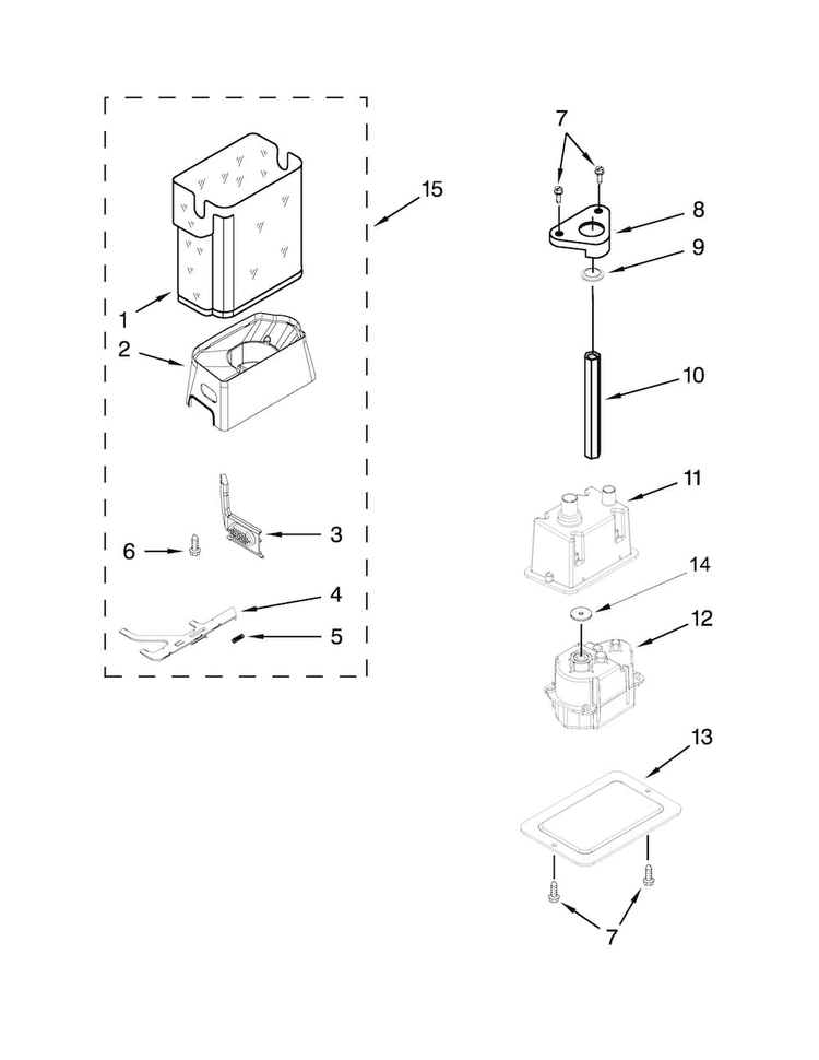 Motor And Ice Container Parts Diagram and Parts List for KSSC42QVS10  KitchenAid Refrigerator