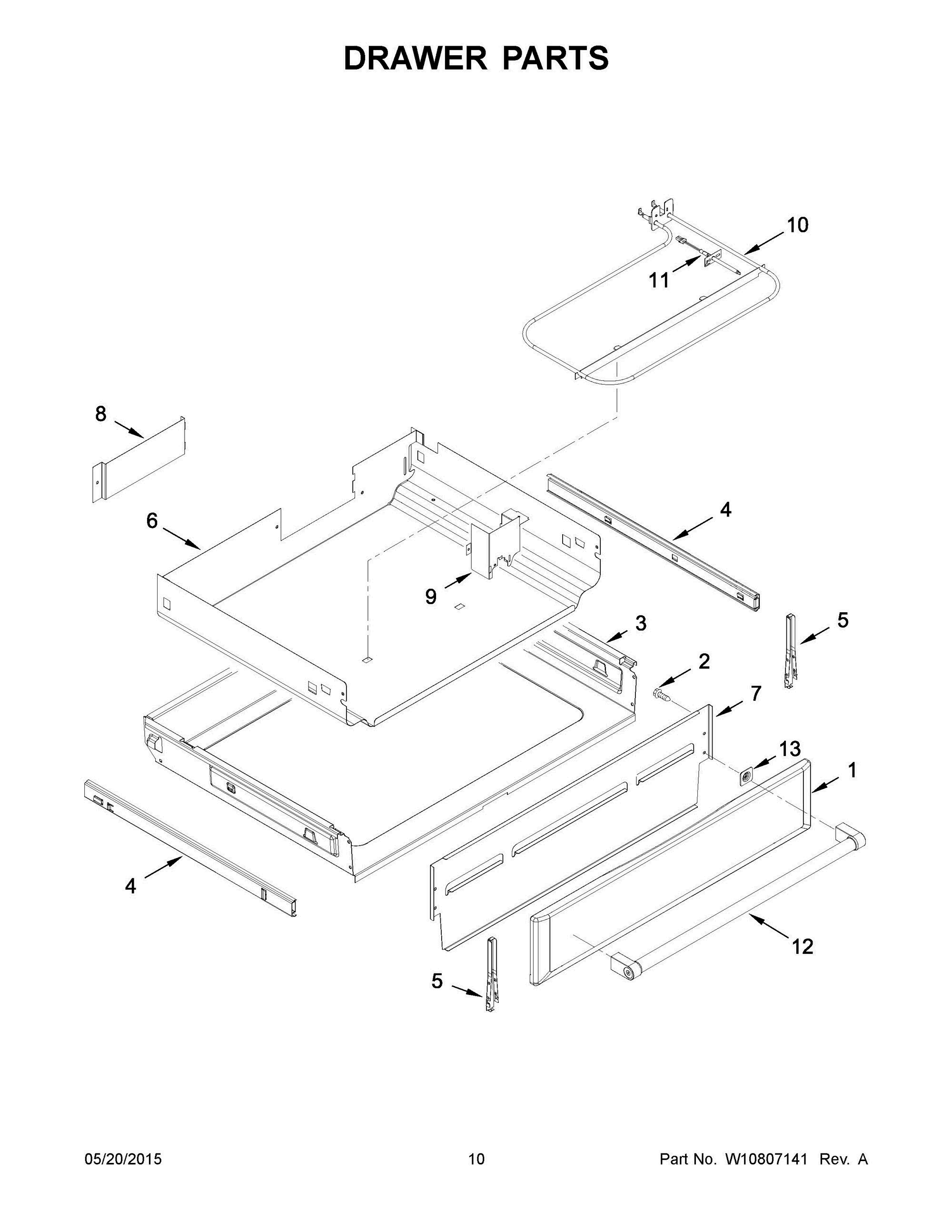 06 - DRAWER PARTS Diagram and Parts List for YKFES530ESS0  Whirlpool Range
