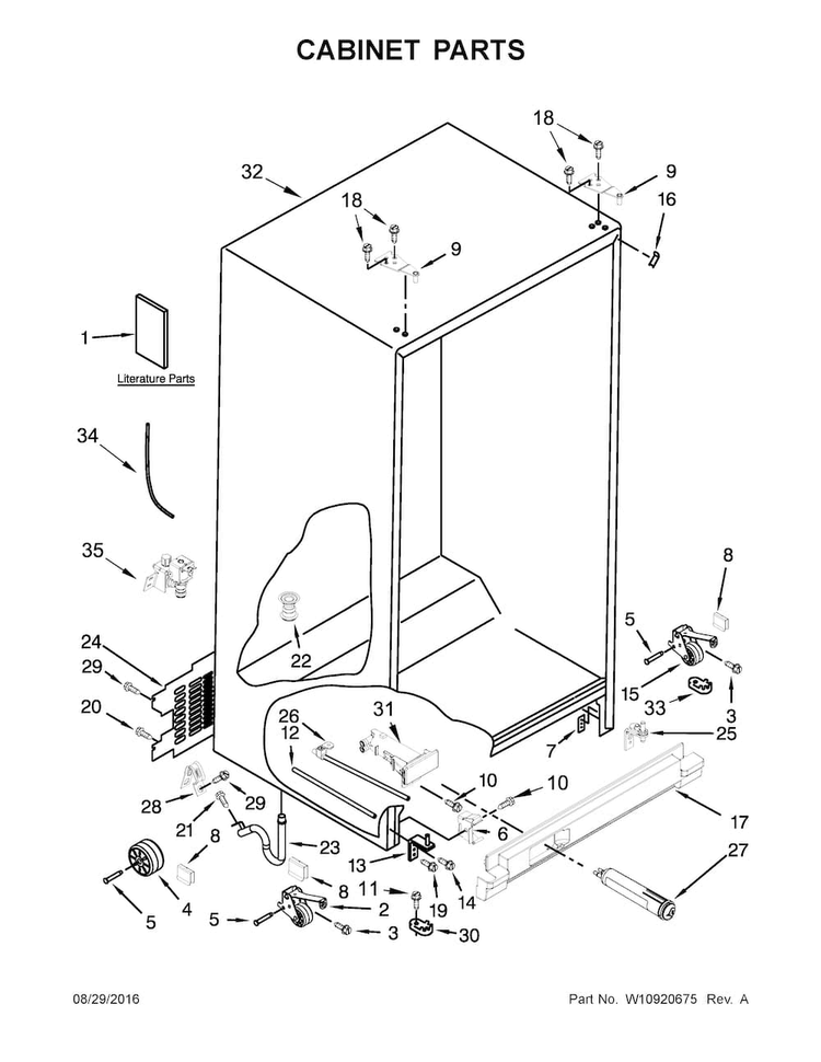 Cabinet Parts Diagram and Parts List for 10651799413  Kenmore Refrigerator