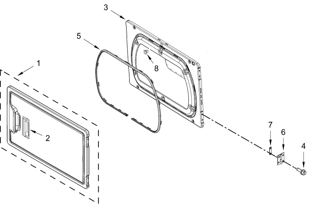 Door Parts Diagram and Parts List for MLE26PDFYW0  Whirlpool Dryer