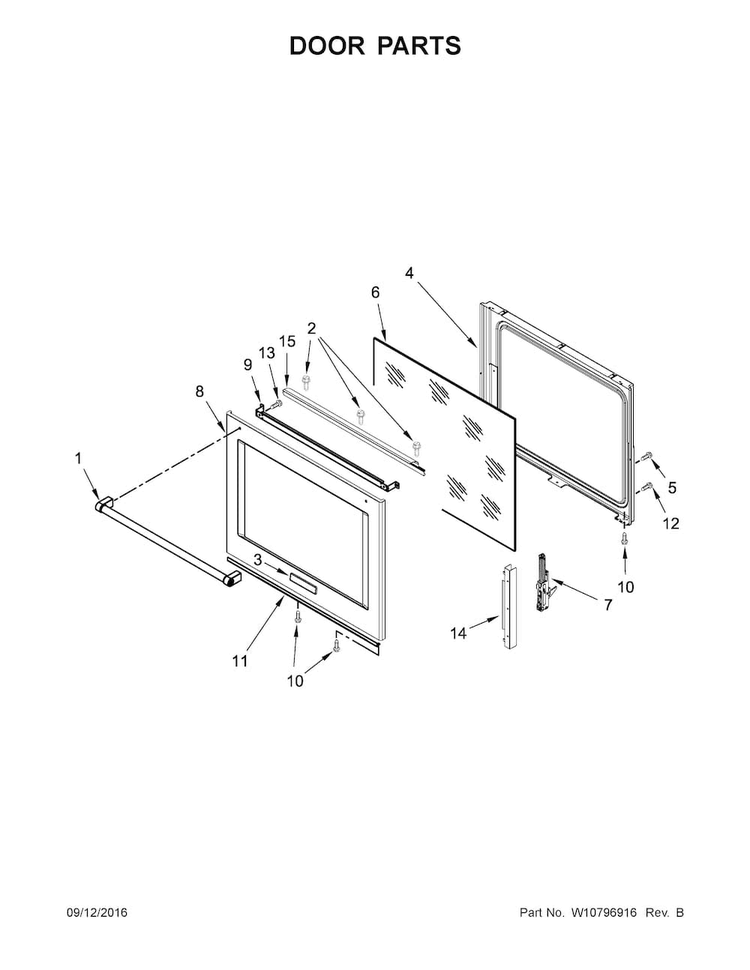 Door Parts Diagram and Parts List for KSEG950ESS0  KitchenAid Range