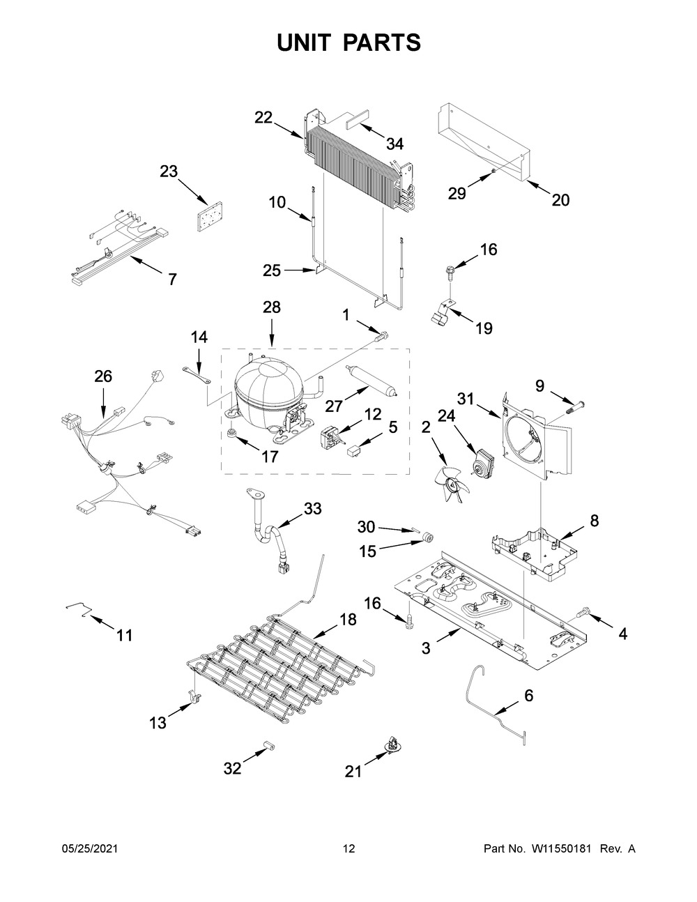 Unit Parts Diagram and Parts List for WRF532SNHZ06  Whirlpool Refrigerator