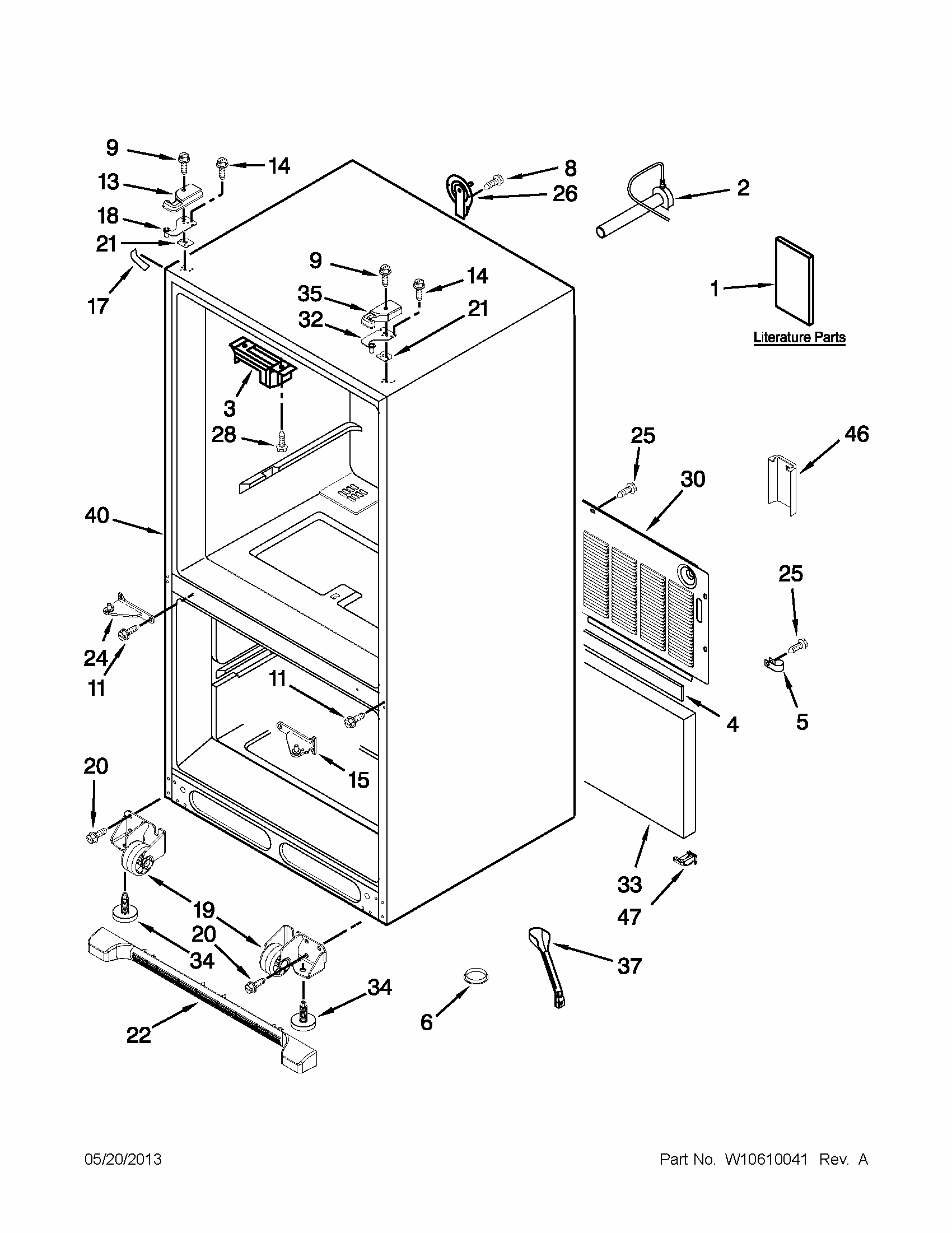 Cabinet Parts Diagram and Parts List for 59679523016  Kenmore Refrigerator