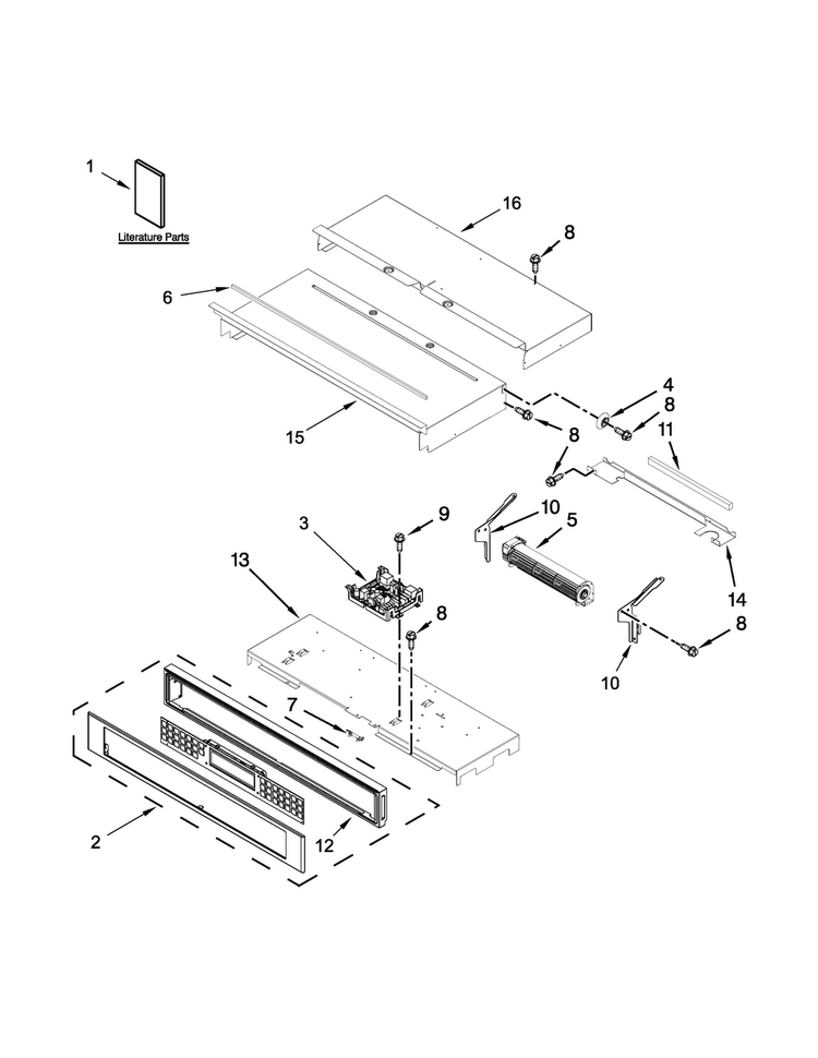 Control Panel Parts Diagram and Parts List for KOST107ESS00  KitchenAid Wall Oven
