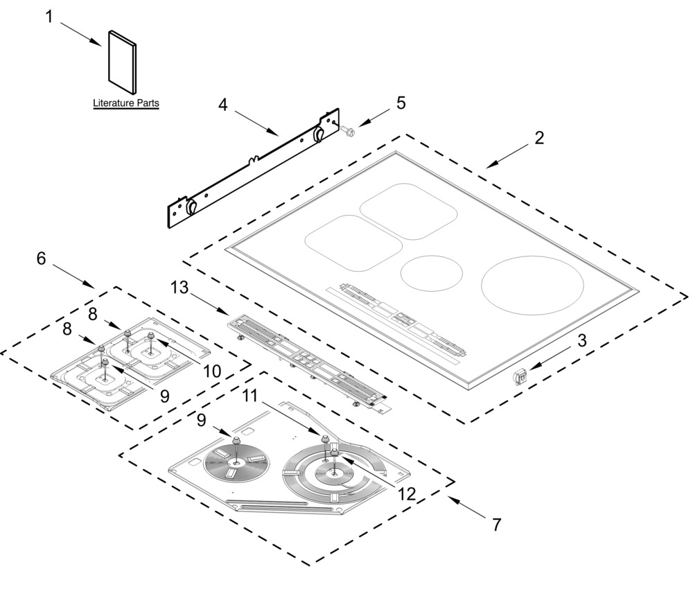 Cooktop Parts Diagram and Parts List for JICT730SS00  Whirlpool Cooktop