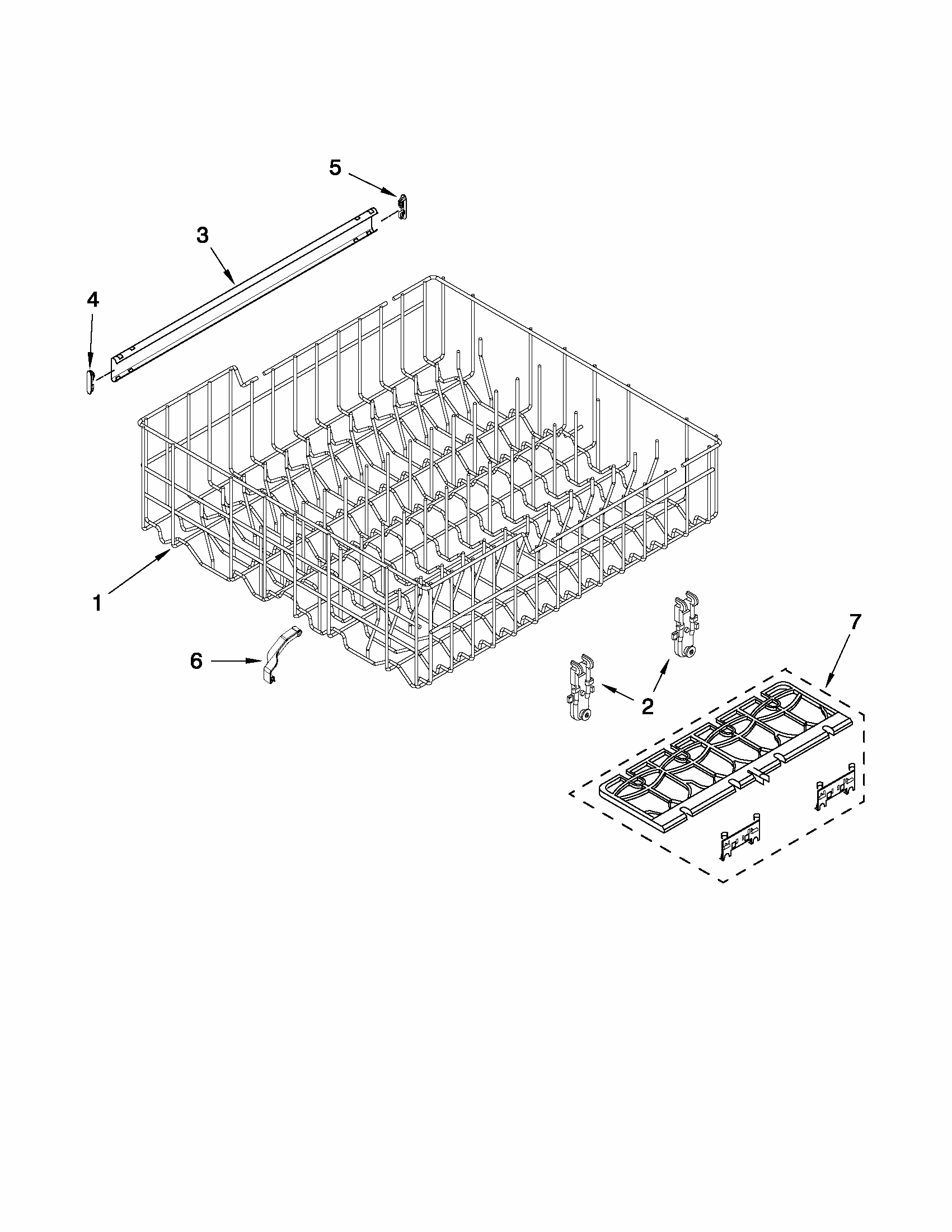 Upper Rack And Track Parts Diagram and Parts List for 66515023K113  Kenmore Dishwasher