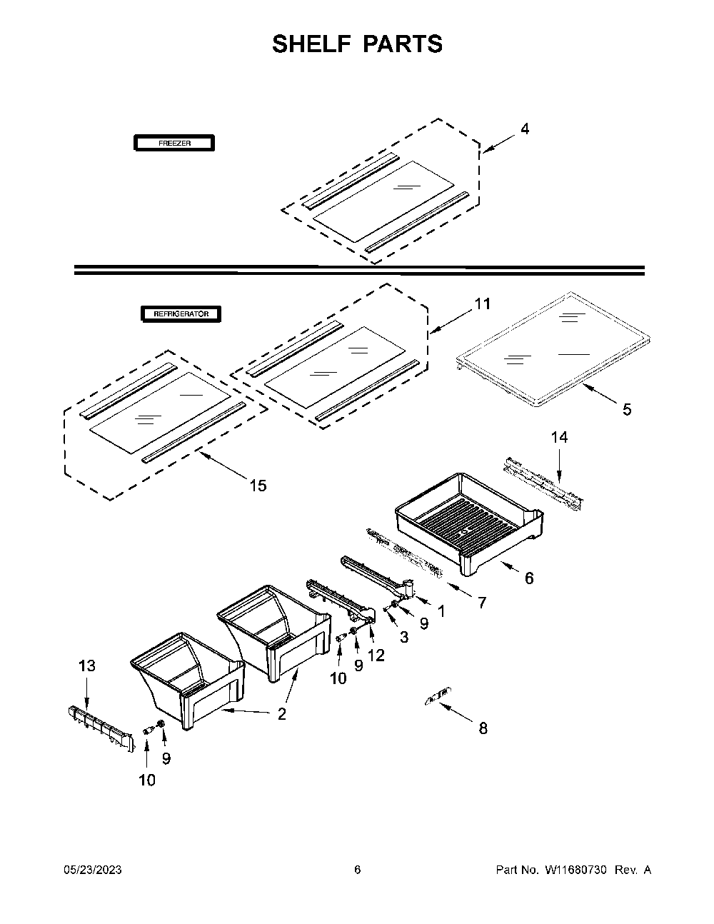 04 - Shelf Parts Diagram and Parts List for MRT118FFFH09  Whirlpool Refrigerator
