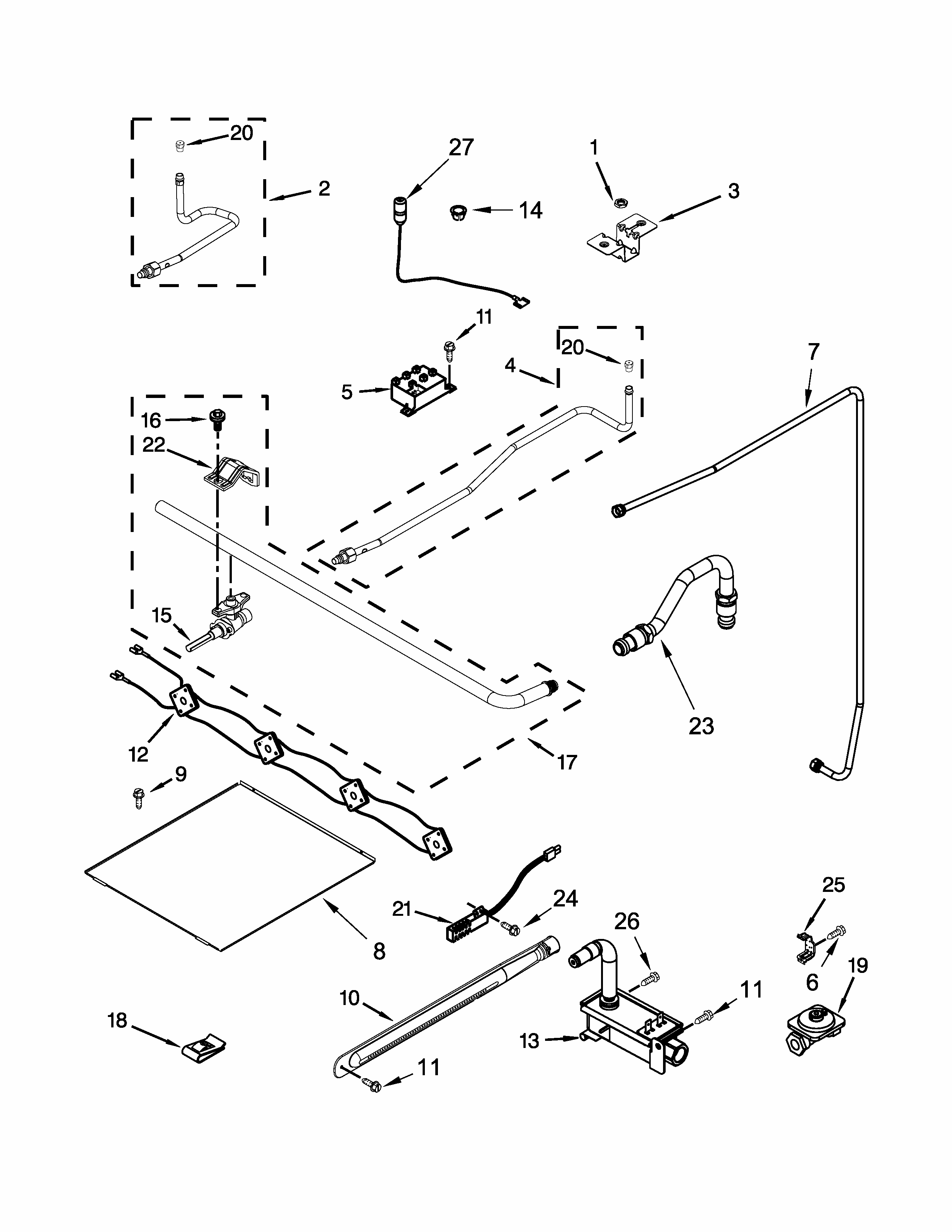 Manifold Parts Diagram and Parts List for IGS350BW0  Whirlpool Range