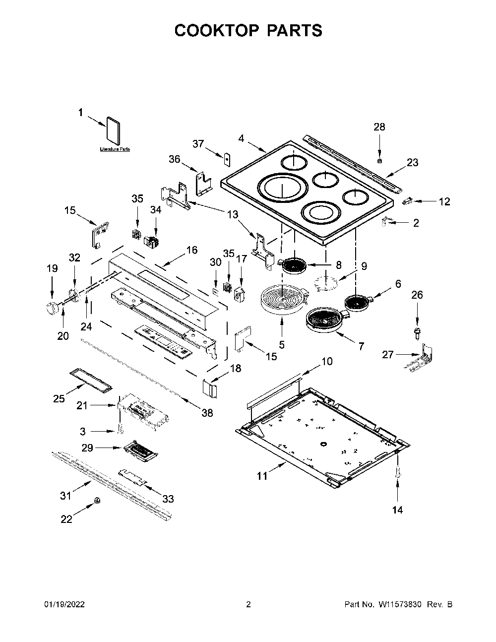 Cooktop Parts Diagram and Parts List for YKSEB900ESS4  KitchenAid Range