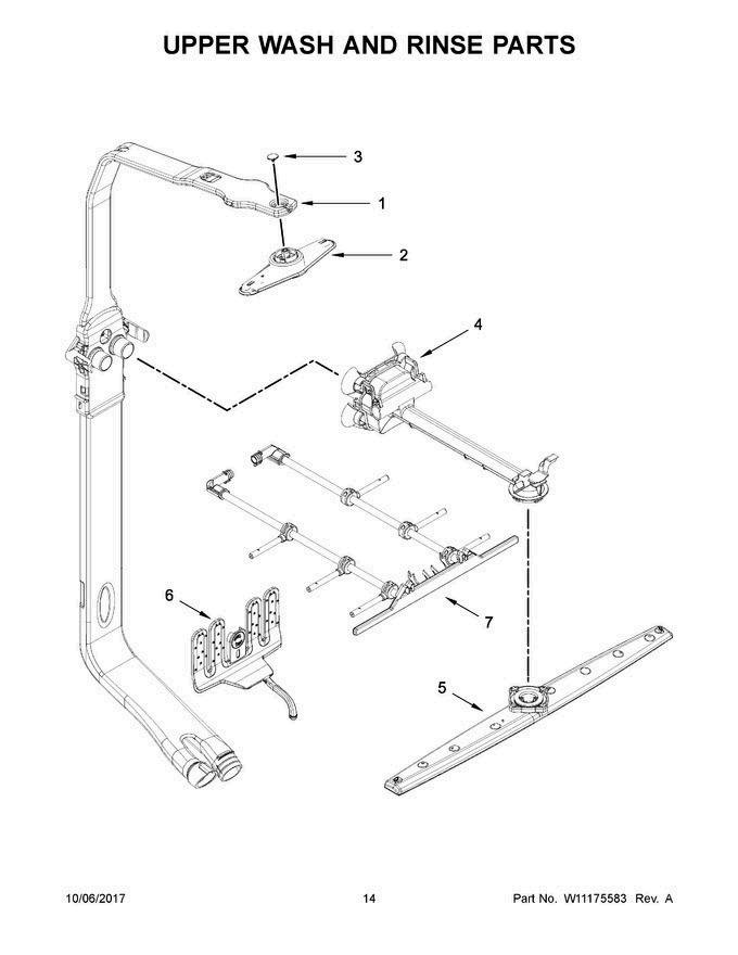 08 - Upper Wash And Rinse Parts Diagram and Parts List for KDTM704EBS2  KitchenAid Dishwasher