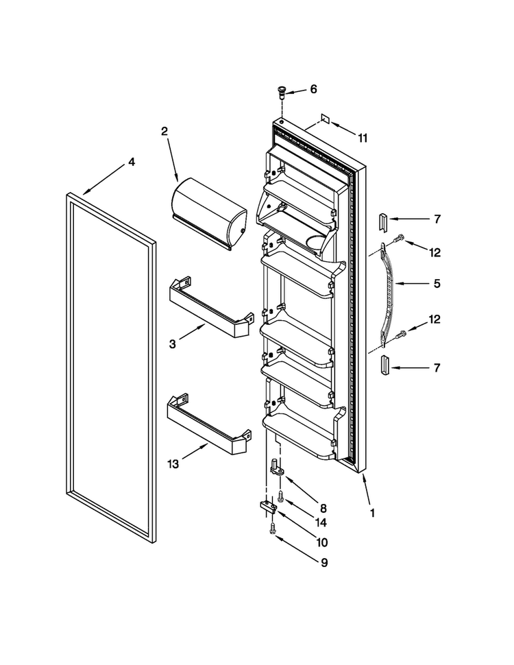 Refrigerator Door Parts Diagram and Parts List for 10650212011  Kenmore Refrigerator