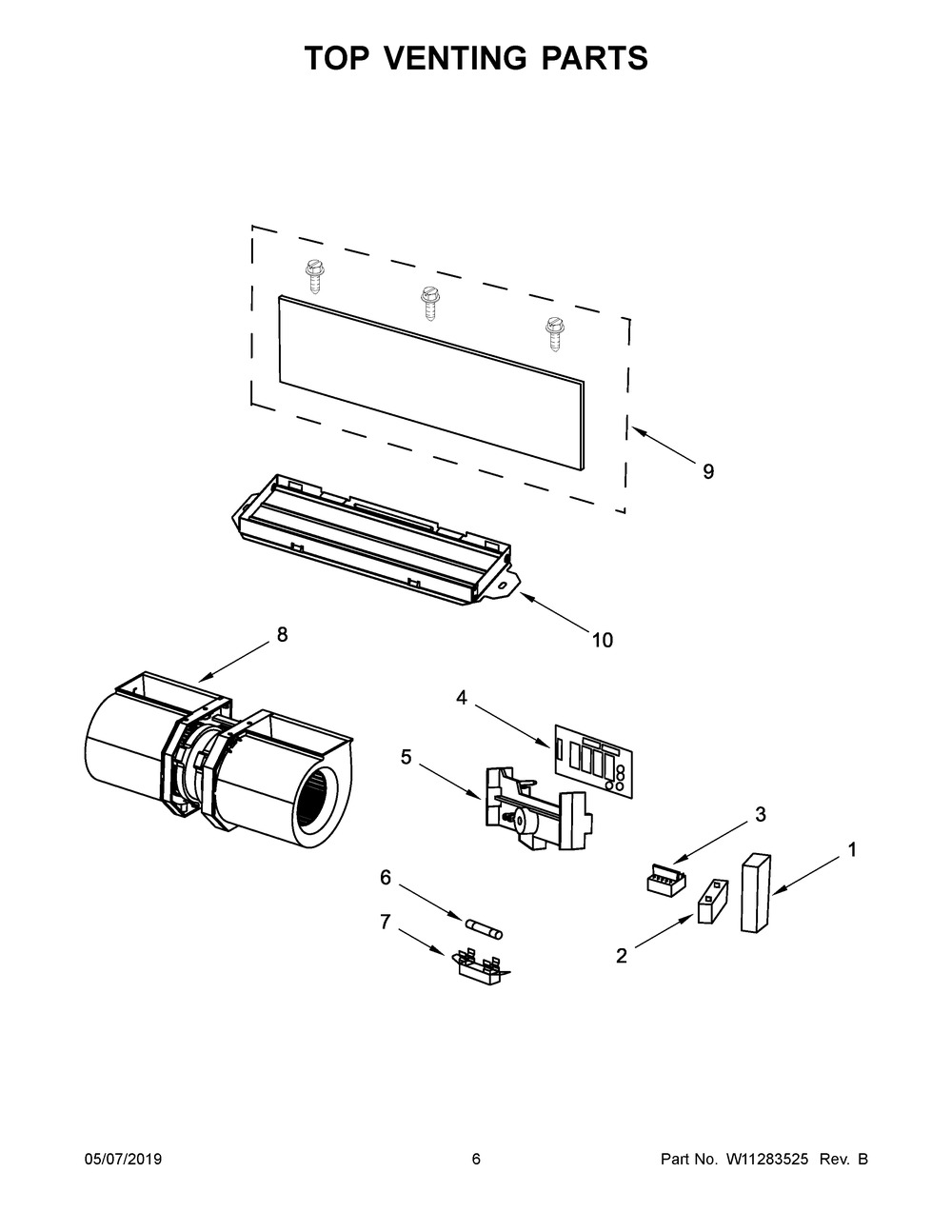 Top Venting Parts Diagram and Parts List for UMH50008HS0  Whirlpool Microwave