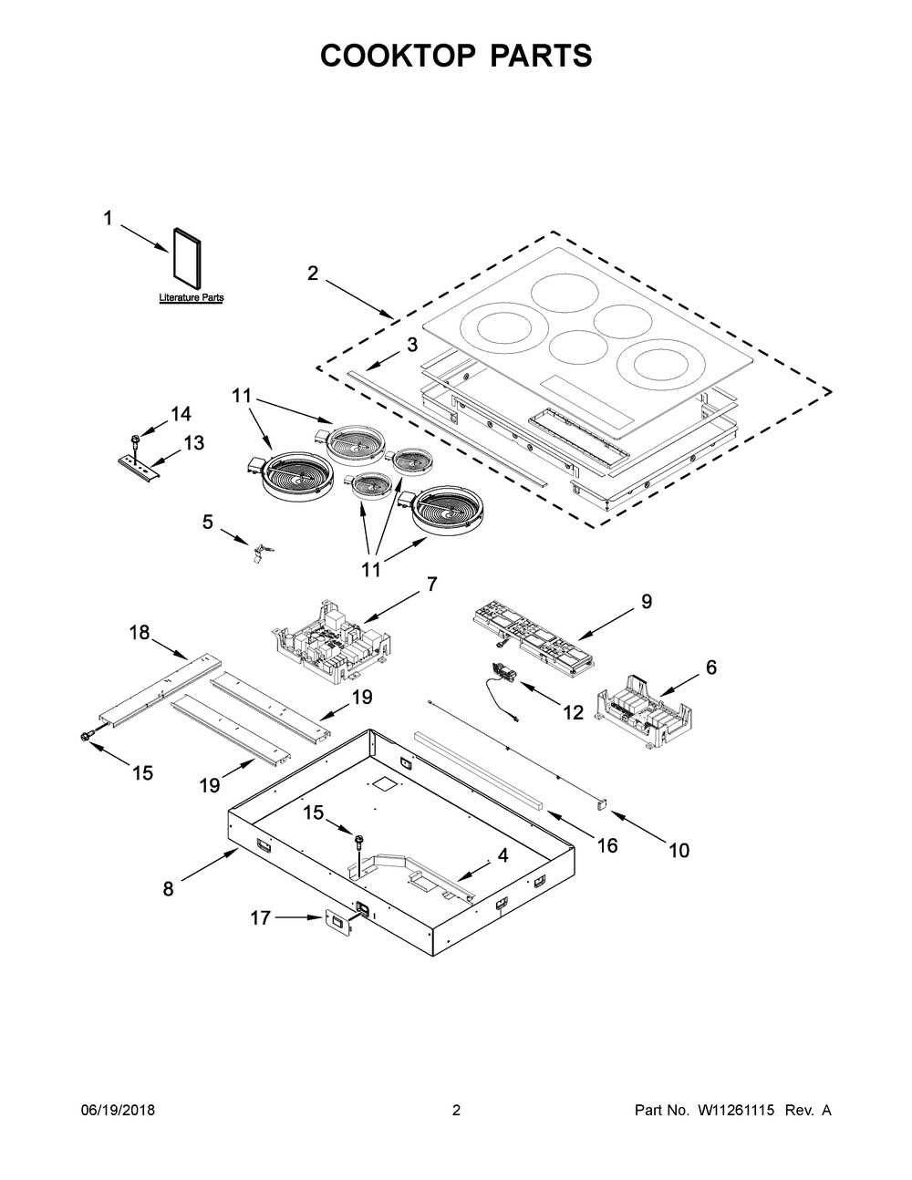 Cooktop Parts Diagram and Parts List for KCES950HBL00  Whirlpool Cooktop