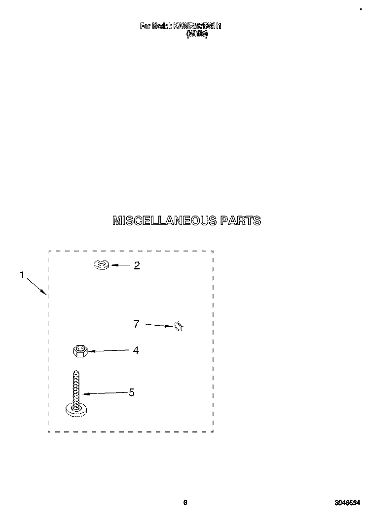 MISCELLANEOUS Diagram and Parts List for KAWE667BWH1  KitchenAid Washer