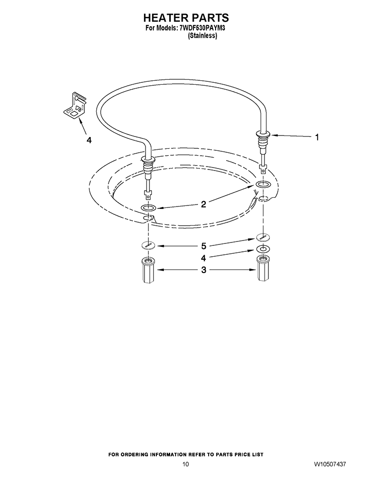 HEATER PARTS Diagram and Parts List for 7WDF530PAYM3  Whirlpool Dishwasher