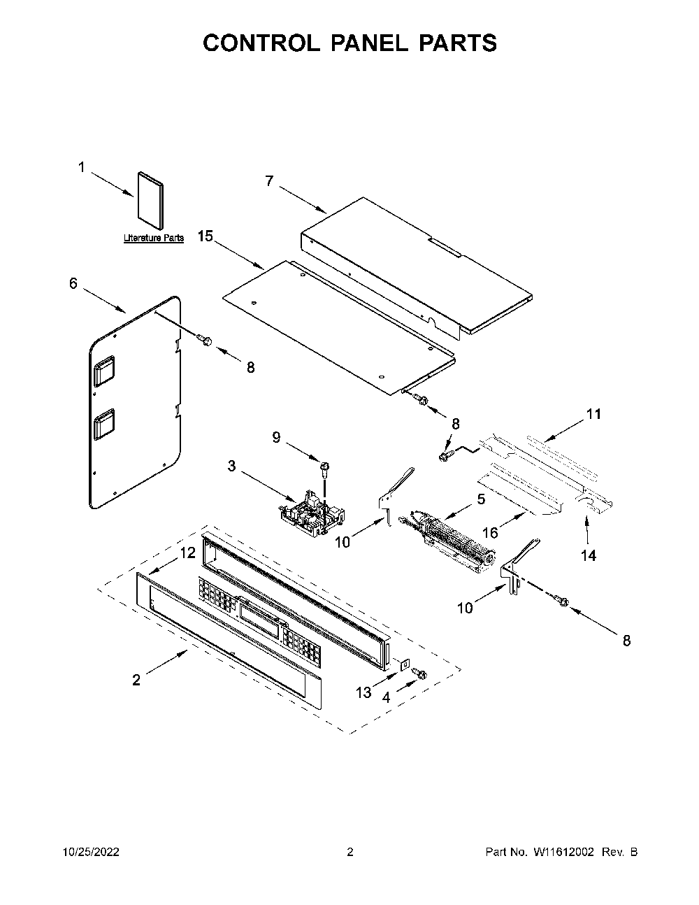 Control Panel Parts Diagram and Parts List for KOCE500ESS20  KitchenAid Microwave Oven Combo