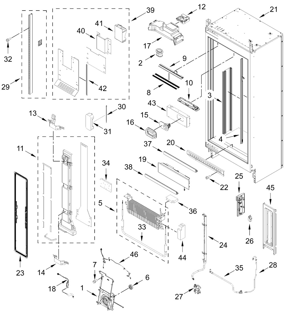 Refrigerator Liner Parts Diagram and Parts List for JBRFL24IGX20  Whirlpool Refrigerator