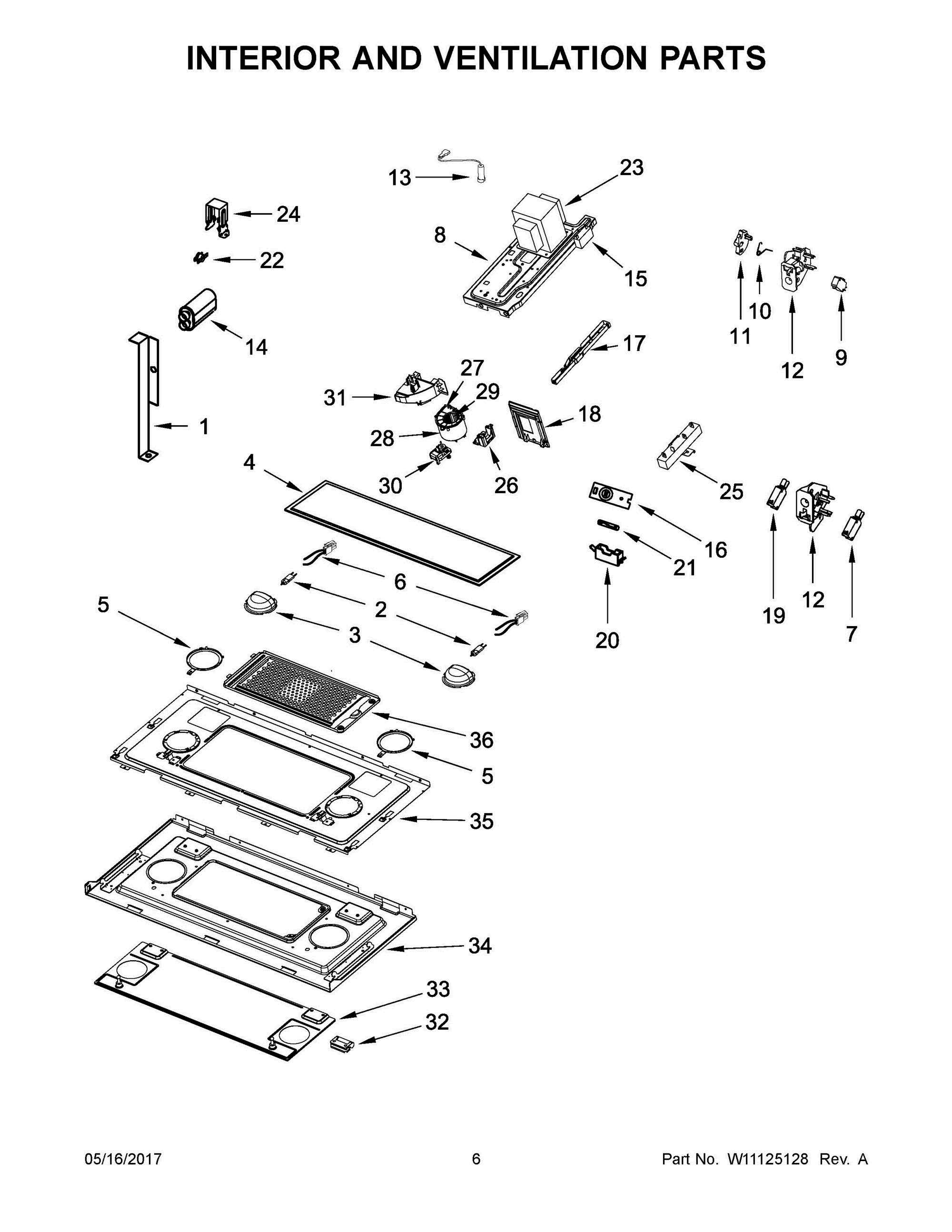 04 - INTERIOR AND VENTILATION PARTS Diagram and Parts List for JMV8208CS2  Whirlpool Microwave Oven Combo