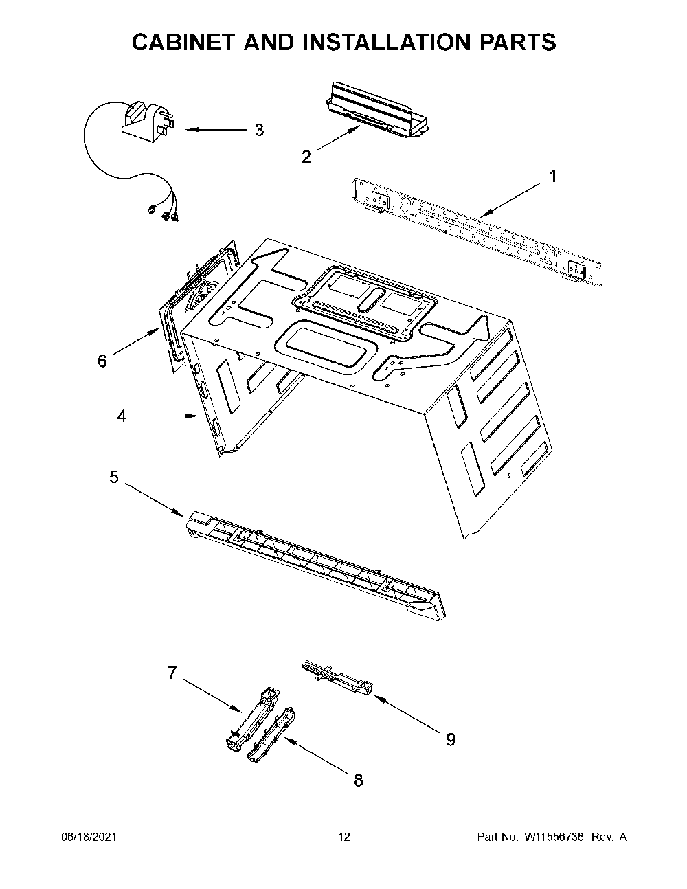 07 - Cabinet And Installation Parts Diagram and Parts List for WMH78019HV04  Whirlpool Microwave