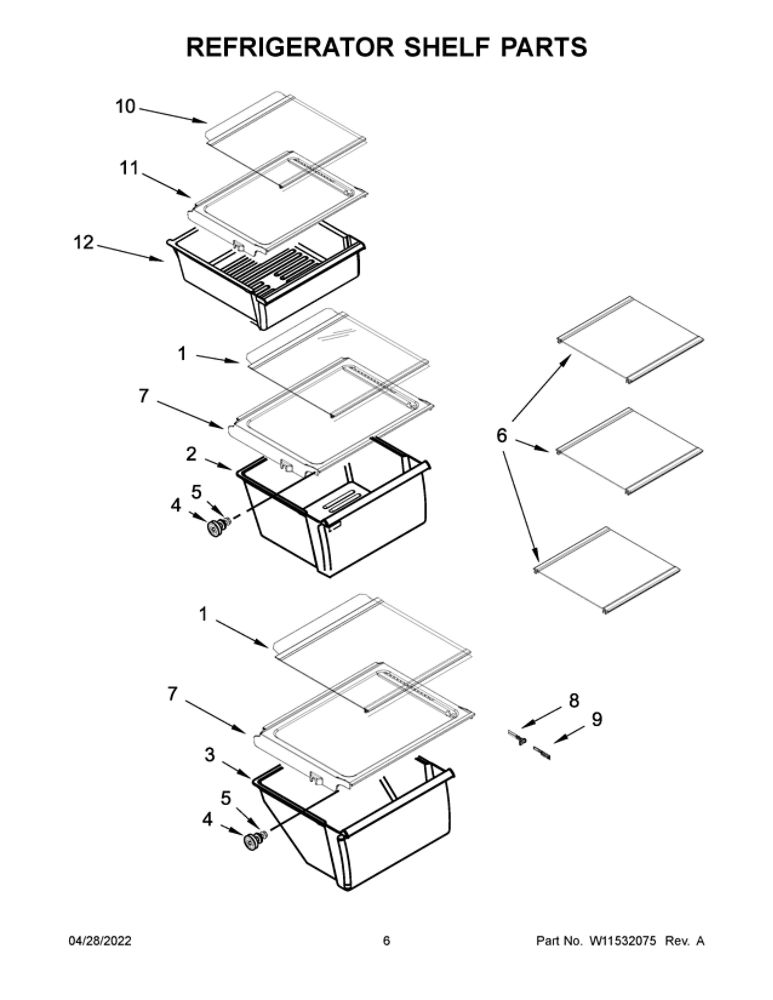 Refrigerator Shelf Parts Diagram and Parts List for 10641172714  Kenmore Refrigerator