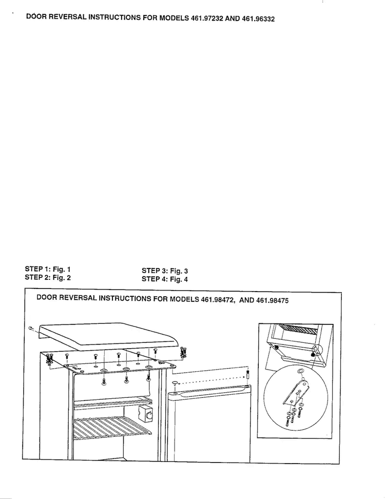 Door Reversal Instructions Diagram and Parts List for 46198472  Kenmore Refrigerator