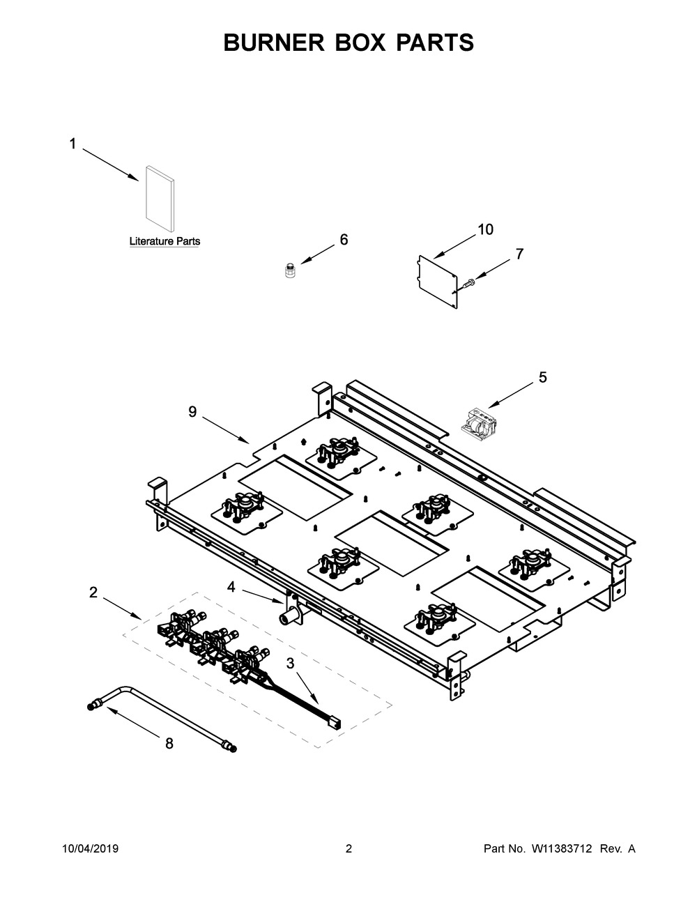 Burner Box Parts Diagram and Parts List for KFDC506JSC00  Whirlpool Range