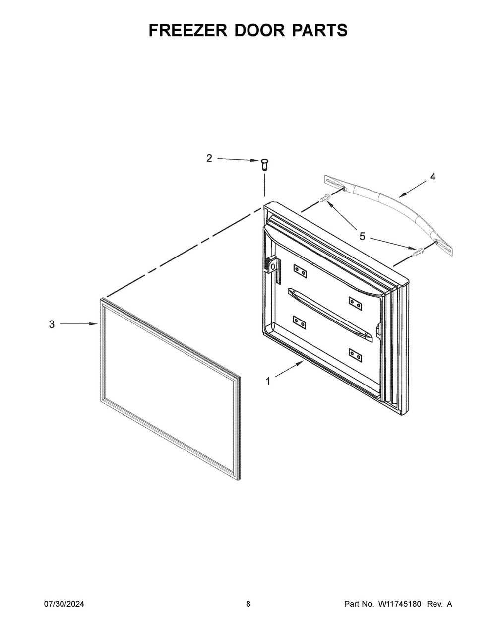 05 - Freezer Door Parts Diagram and Parts List for WRF560SFHW05  Whirlpool Refrigerator