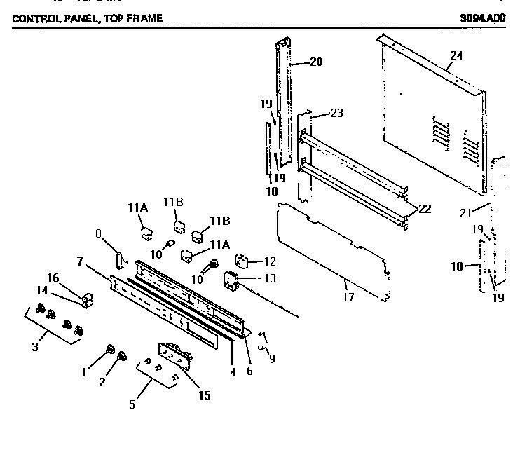 01 - CONTROL PANEL Diagram and Parts List for 3094A00  Whirlpool Range