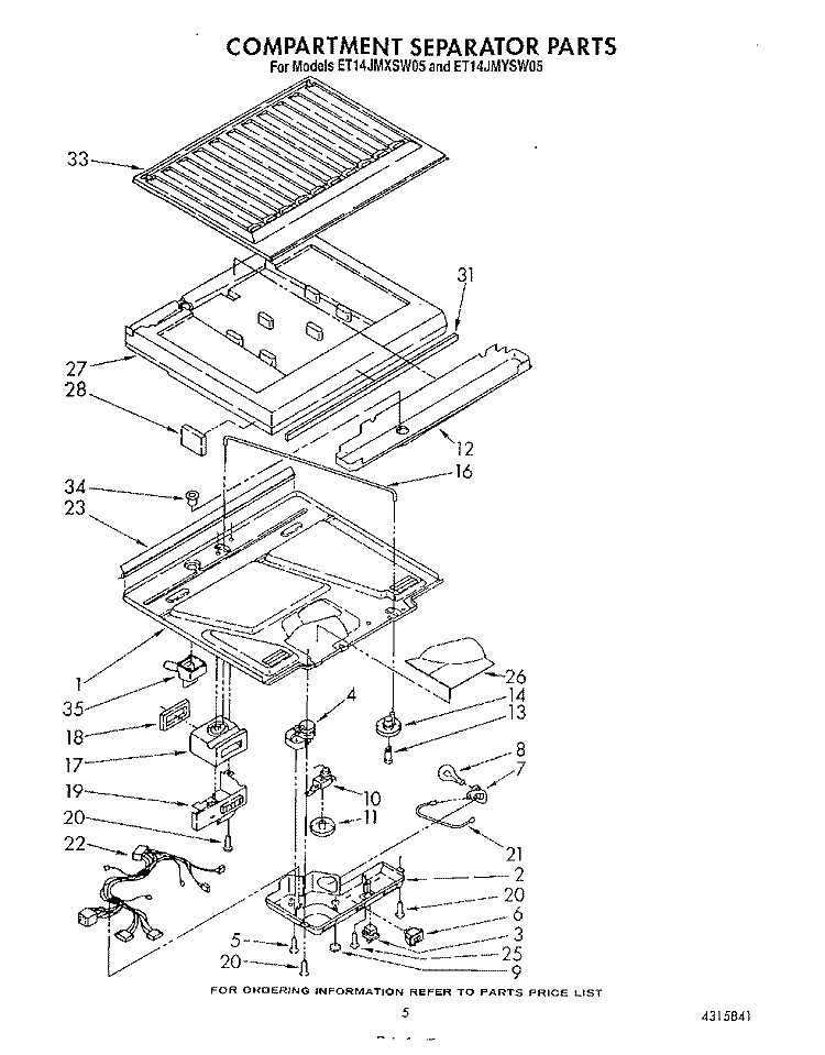 COMPARTMENT SEPARATOR Diagram and Parts List for ET14JMYSF05  Whirlpool Refrigerator
