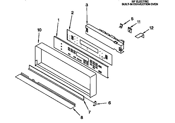 Control Panel Diagram and Parts List for KEBS107BBWH2  KitchenAid Wall Oven